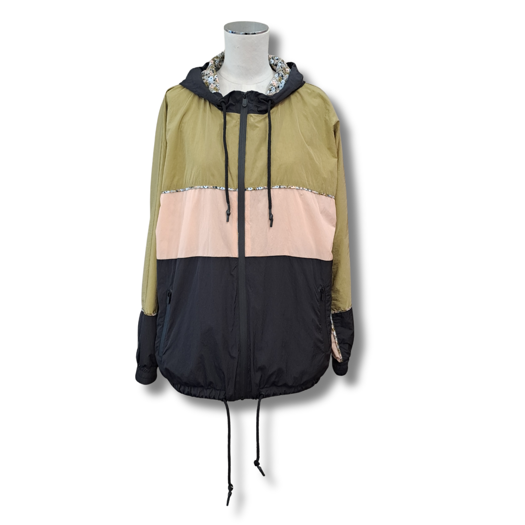 Foxwood - Olive/Pink Wind Jacket - Front View
