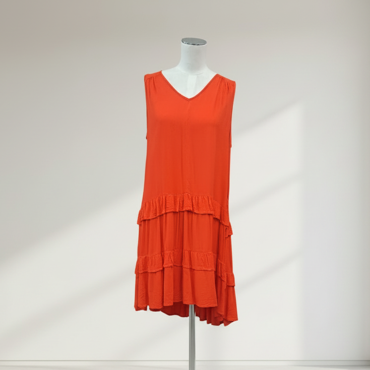 Foxwood - Tangelo Frilled Midi Dress - Size 14
