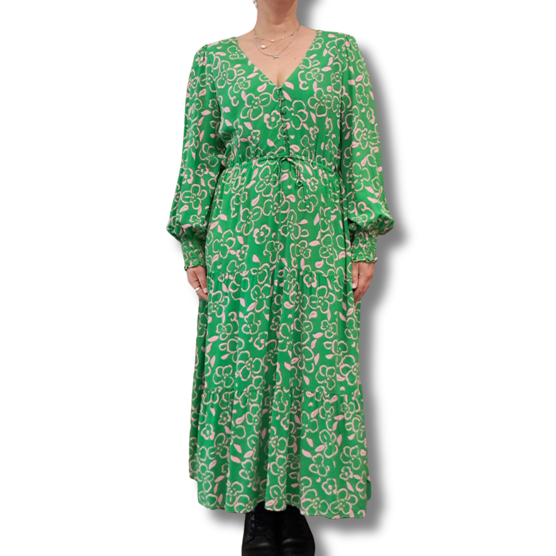 Frankie and Co - Floral Green Maxi Dress - Size 14 - Front