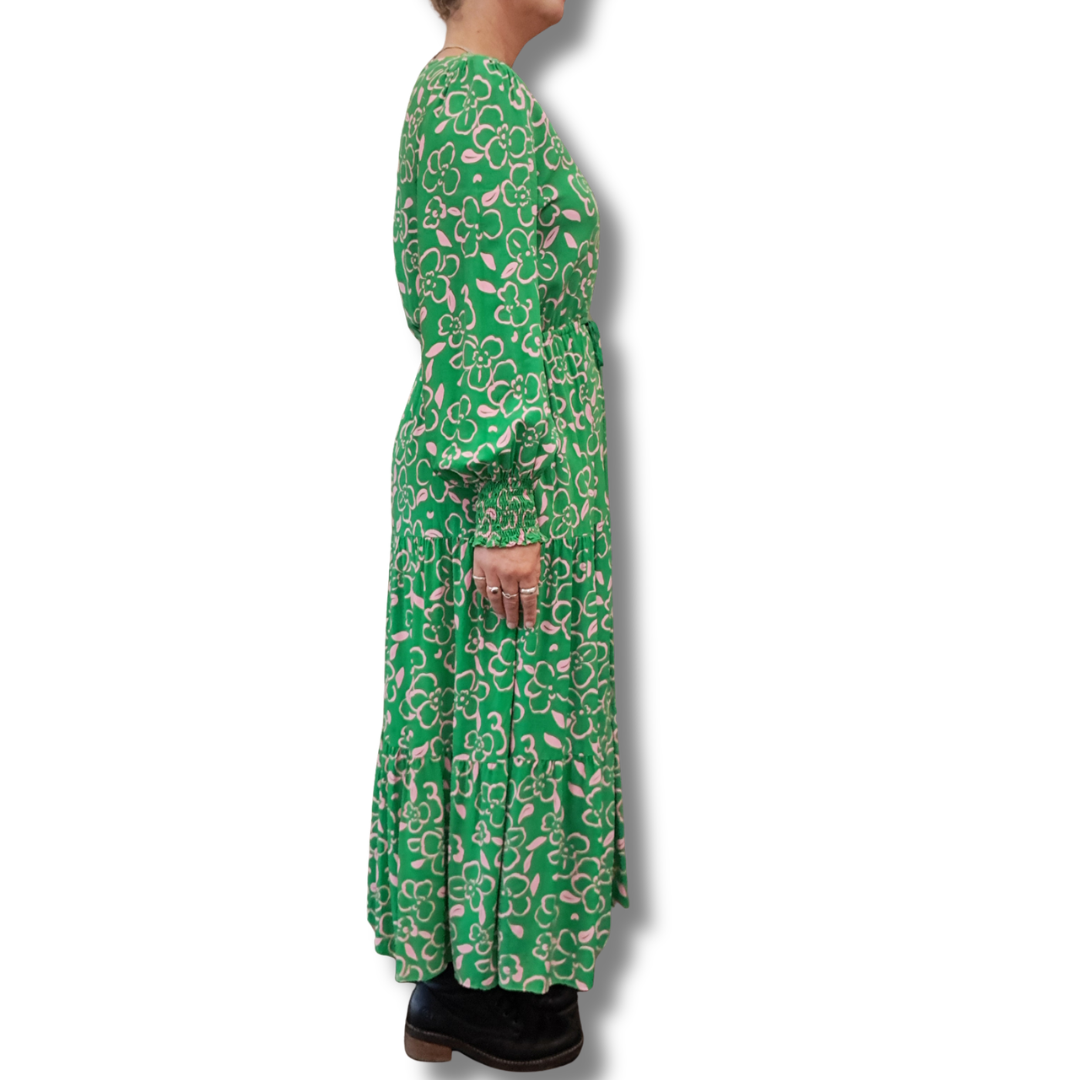 Frankie and Co - Floral Green Maxi Dress - Size 14 - Side