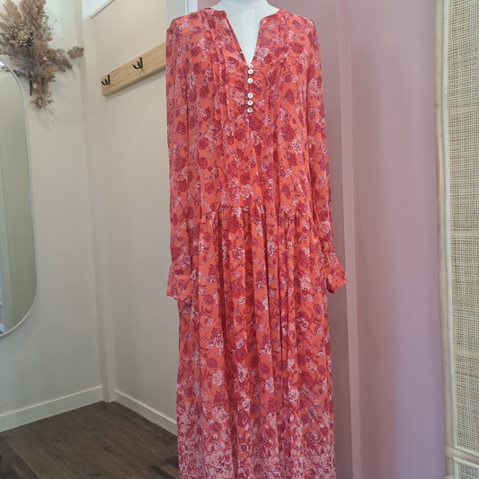 Free People - See It Through Coral Combo Dress - Size S - BNWT