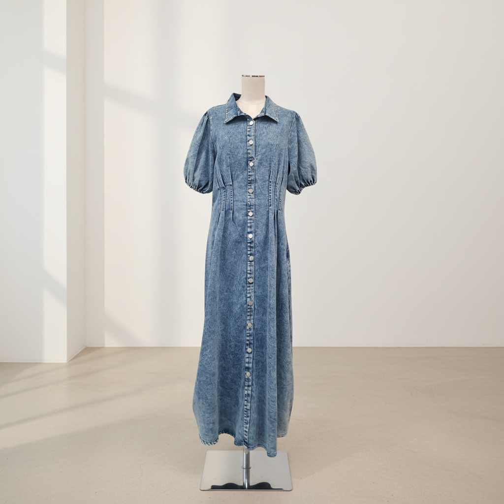 Gingham & Heels - Annika Denim Midi Dress - Size 16