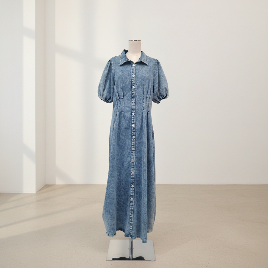 Gingham & Heels - Annika Denim Midi Dress - Size 16