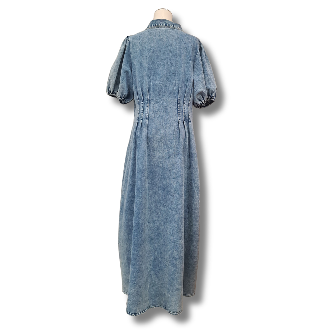 Gingham & Heels - Annika Denim Midi Dress - Size 16 - Back