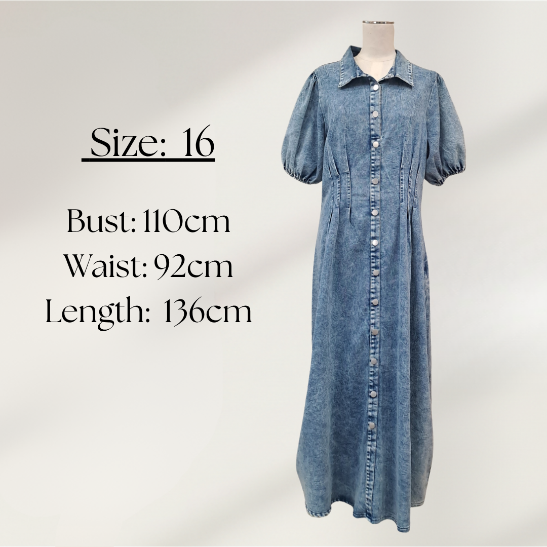 Gingham & Heels - Annika Denim Midi Dress - Size 16 - Size Chart