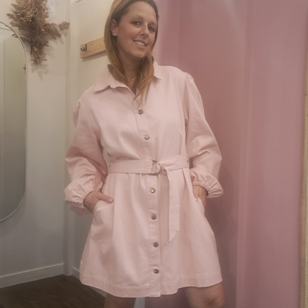 Girl And The Sun - Irene Pink Denim Mini Dress - Size XXL - BNWT