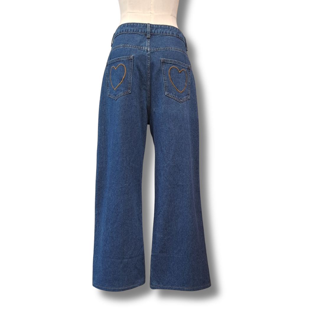 Handpicked By Birds - Patch Denim High Waist Jeans - Size 12 - Back