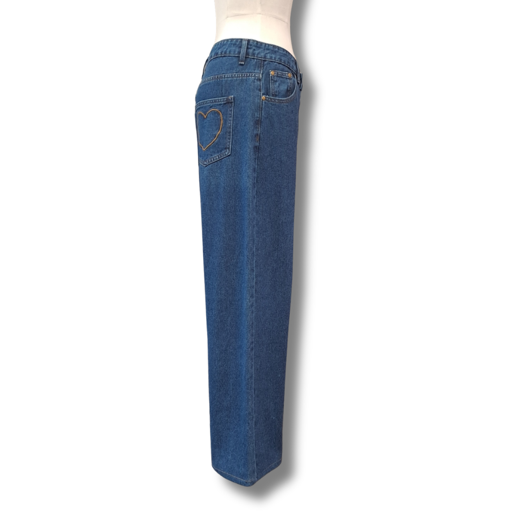 Handpicked By Birds - Patch Denim High Waist Jeans - Size 12 - Side