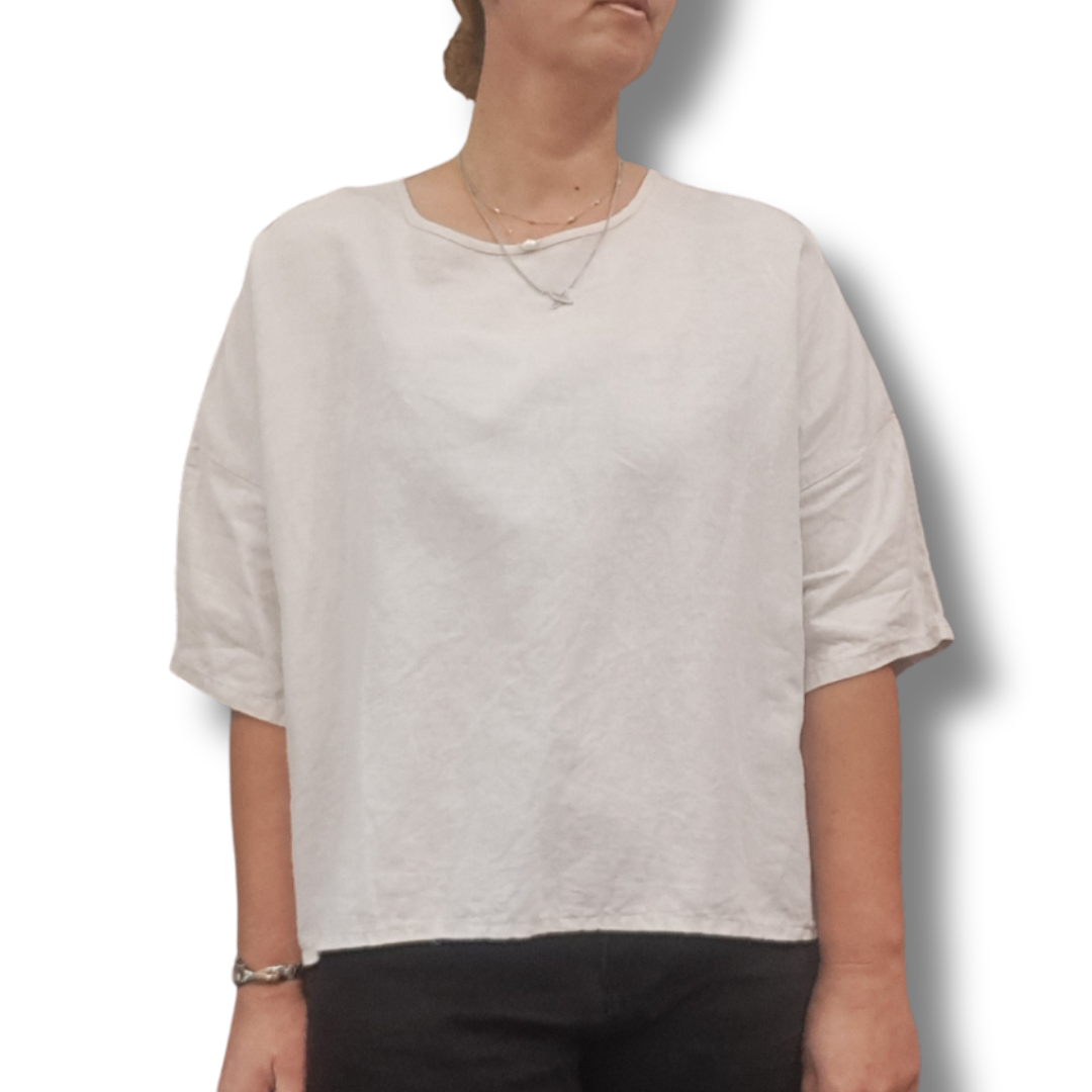 Harrie & Sam - Linen Top - One Size - Front