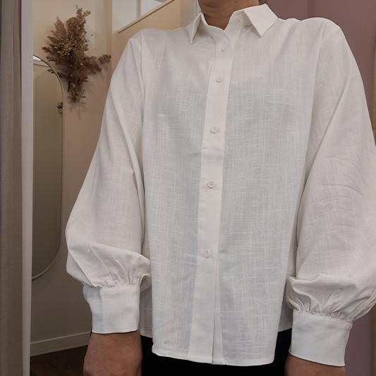 Her Apparel - Cleo Balloon Sleeve Shirt - White