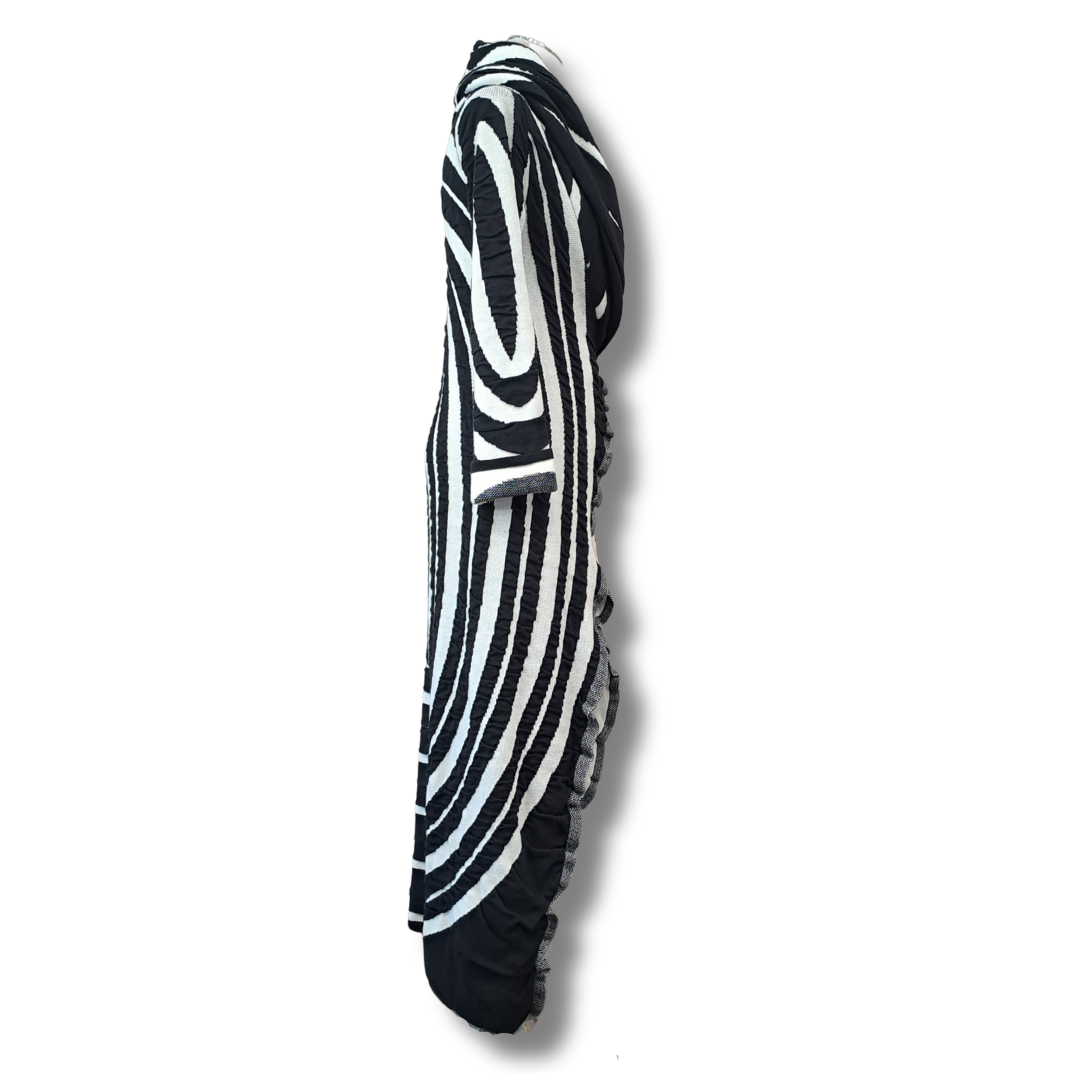 Ioanna Kourbela - Black & White Knit Coat - Side View