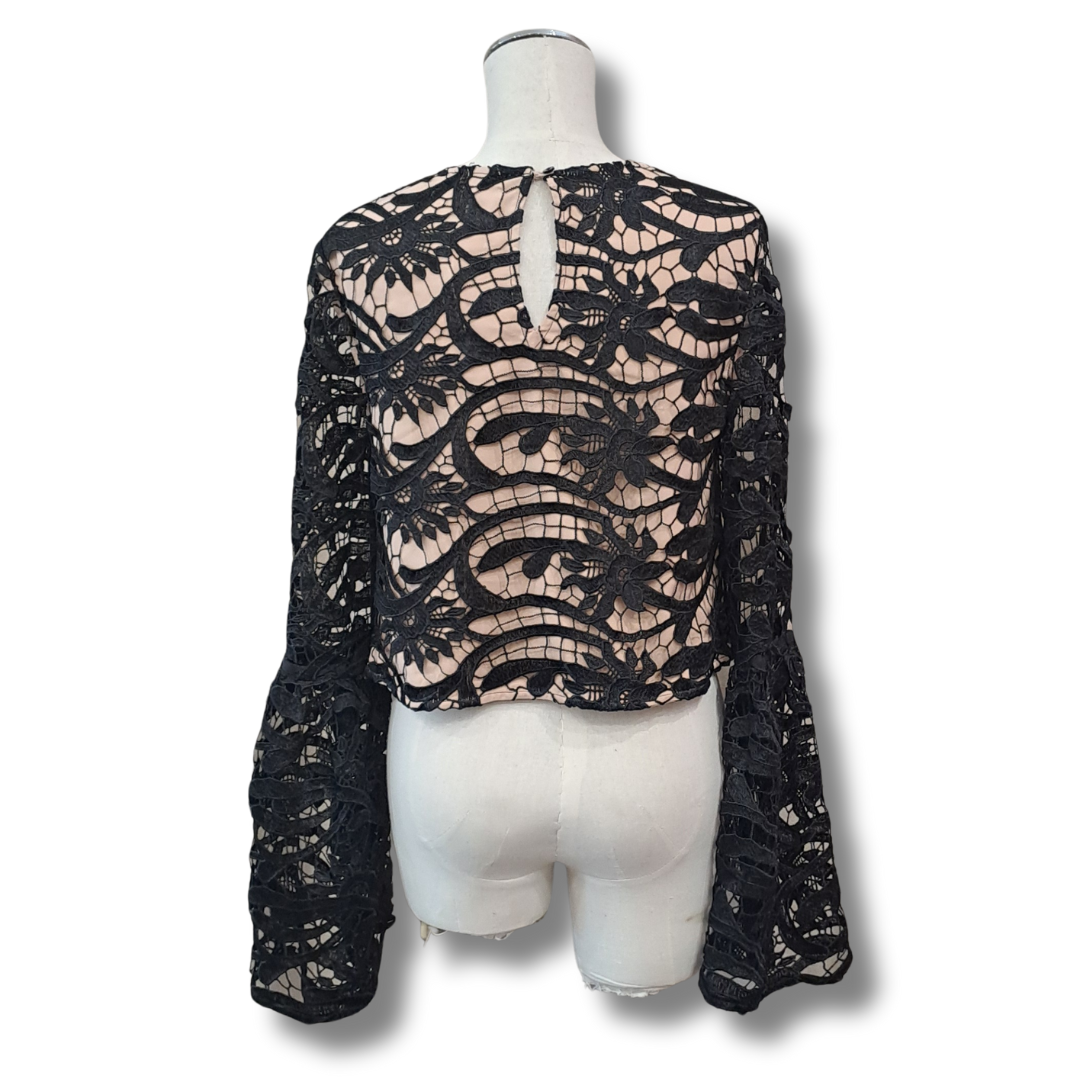 Isla - Black Lace Top - Back View