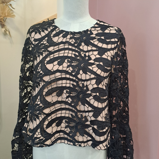 Isla - Black Lace Top - Size S