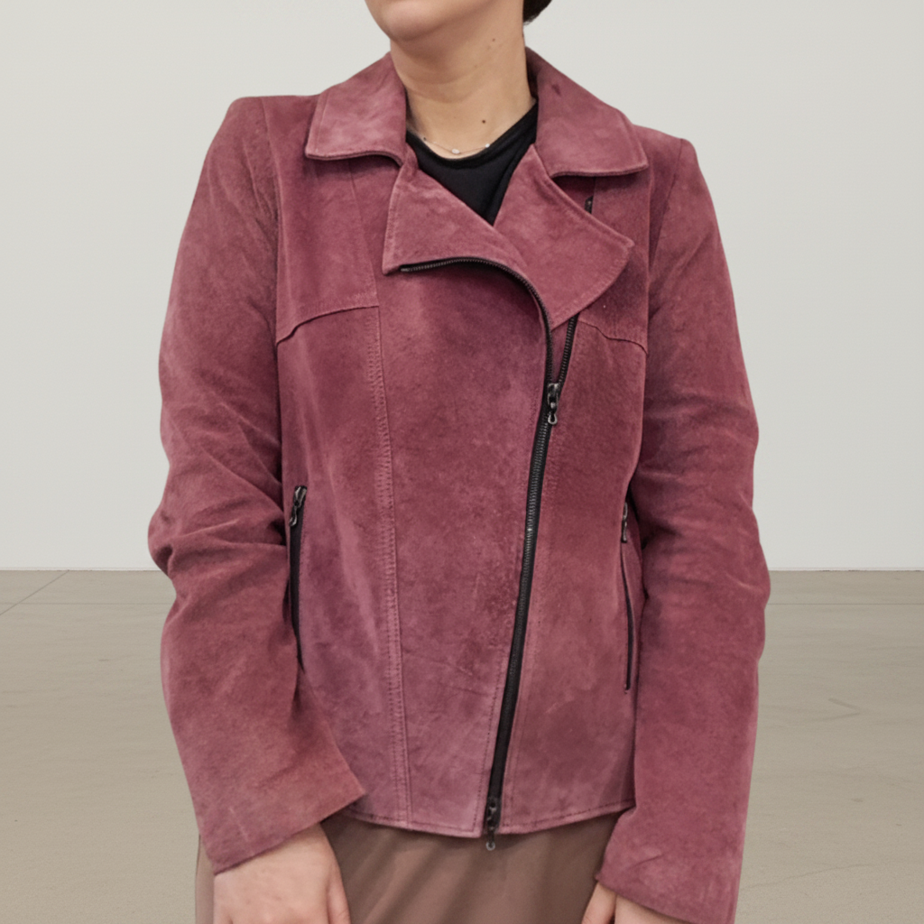 Jane Daniels - Plum Suede & Silk Jacket - Front View