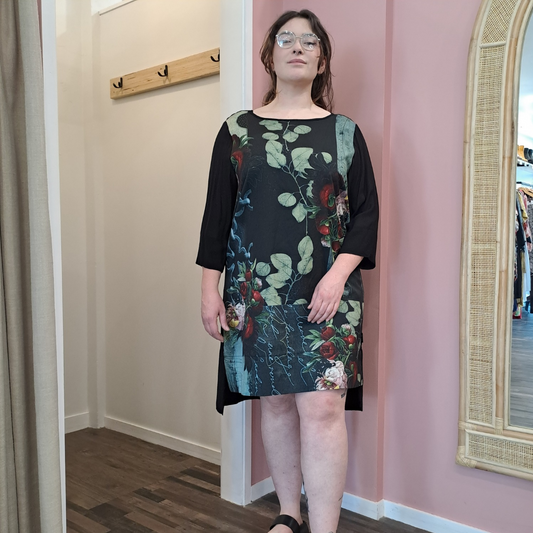 Jellicoe - Floral Green Shift Dress - Size XL