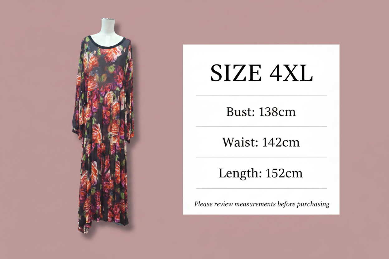Jellicoe - Floral Maxi Dress - Size 4XL - Size Chart