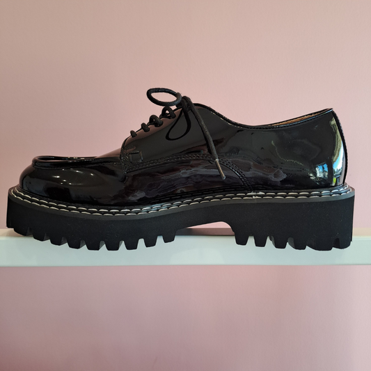 Jo Mercer - Umi Black Patent Lace Ups - Size 38 / 7