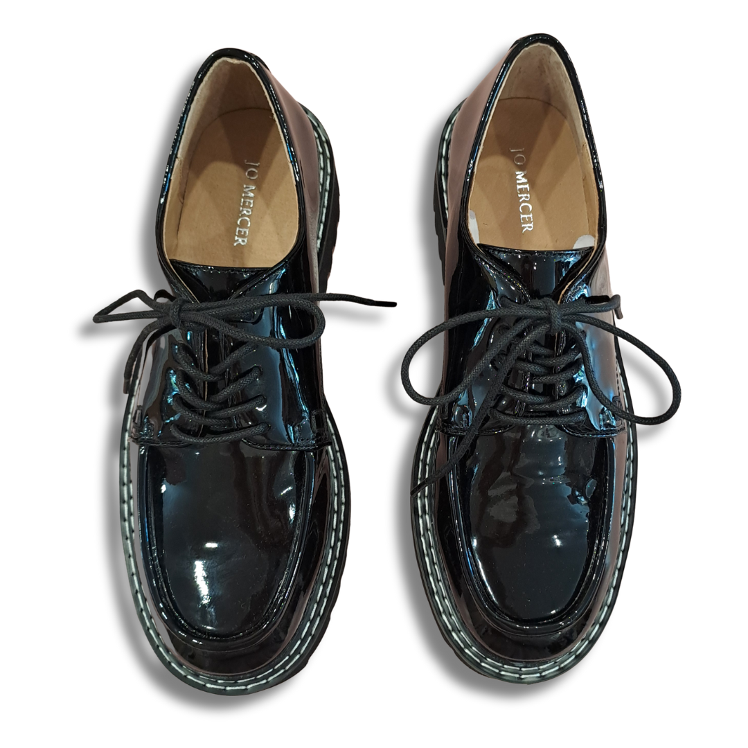 Jo Mercer - Umi Black Patent Lace Ups - Upper View