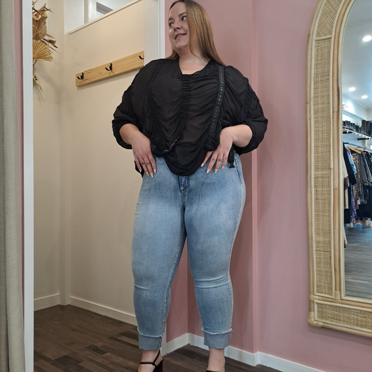 Joseph Ribkoff - Diamante Cuff Hem Jeans - Size 20