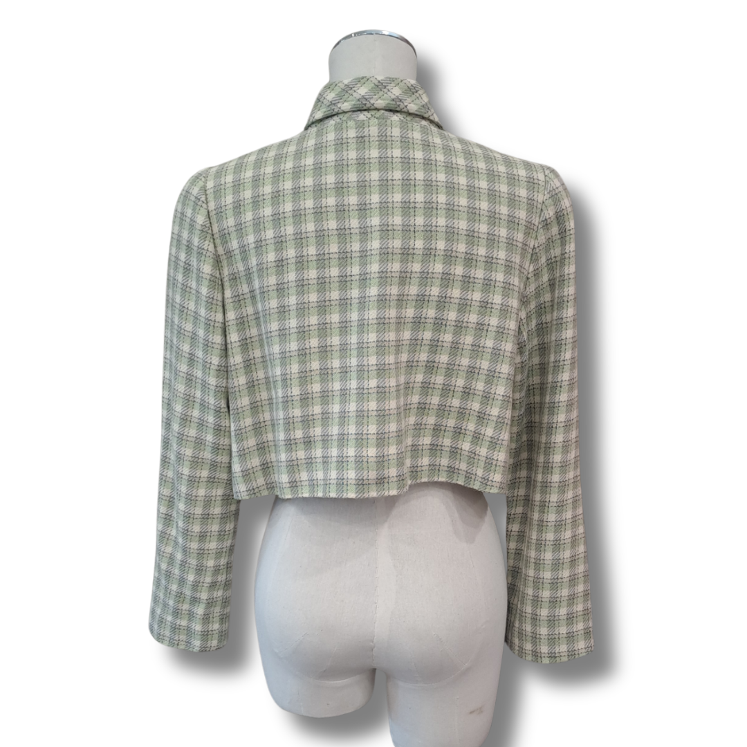 Jun Ashida - Crop Plaid Jacket - Size S - Back