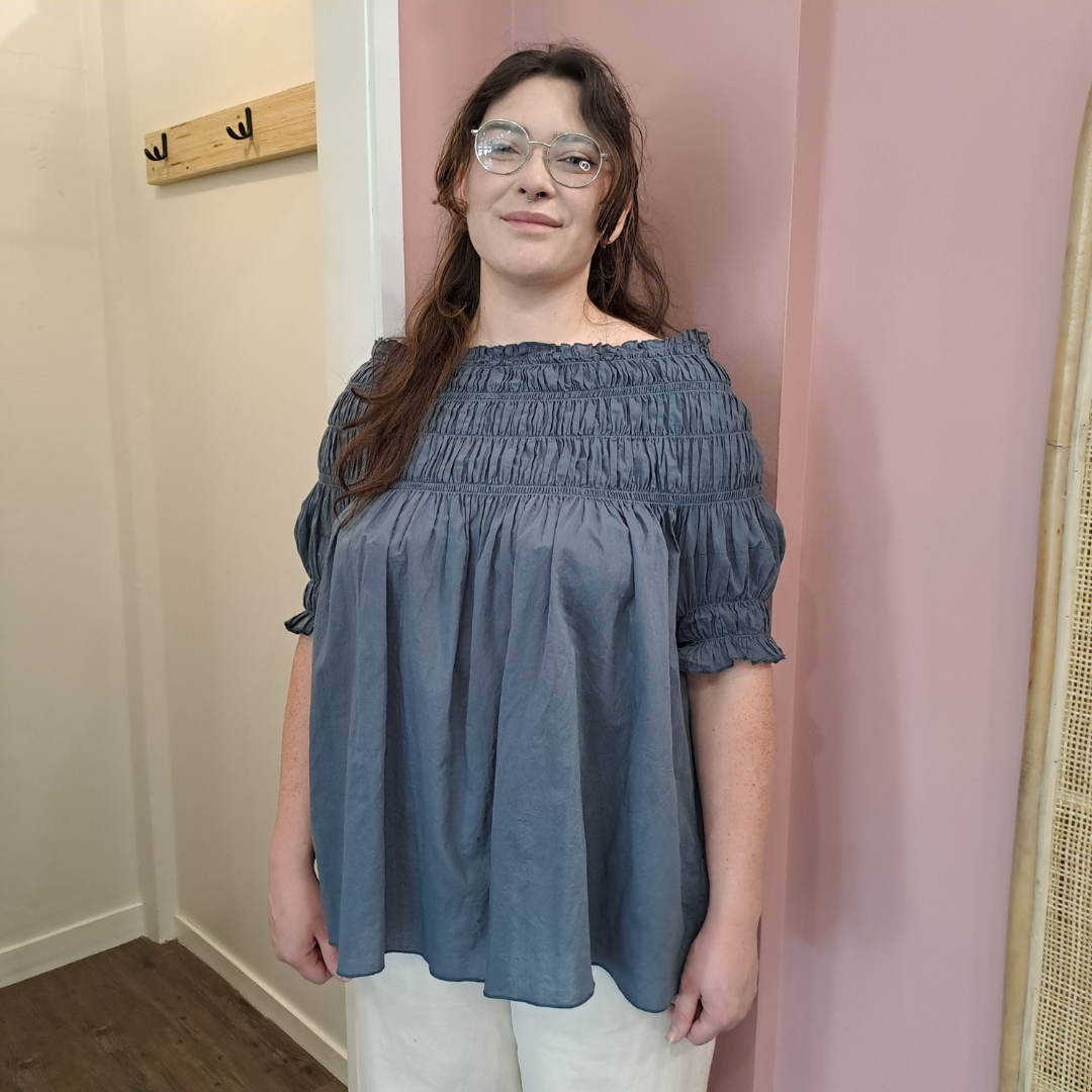 Karen Walker - Gaia Smocked Blouse - Size 18