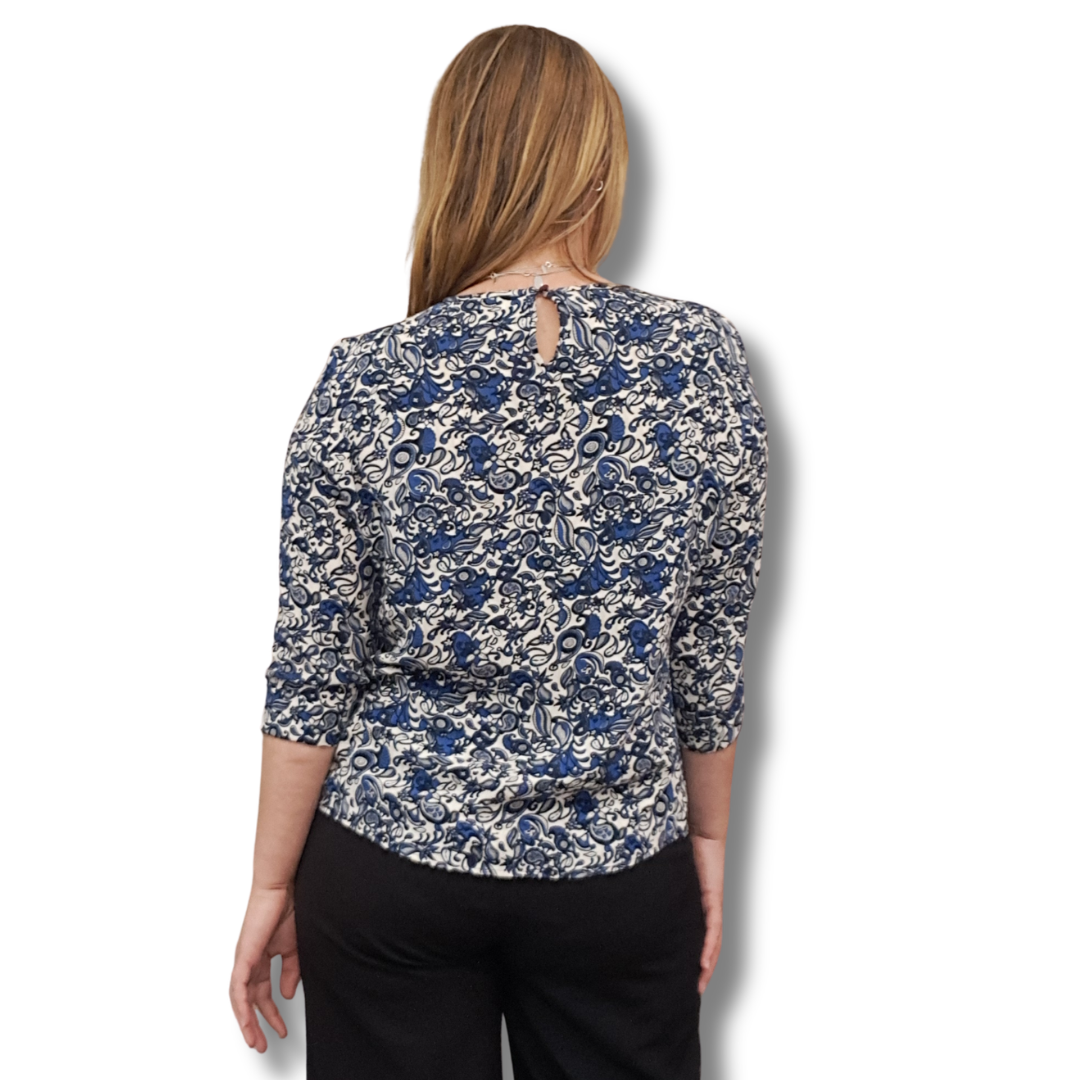 Kate Sylvester - Paisley Blue Top - Size M - Back