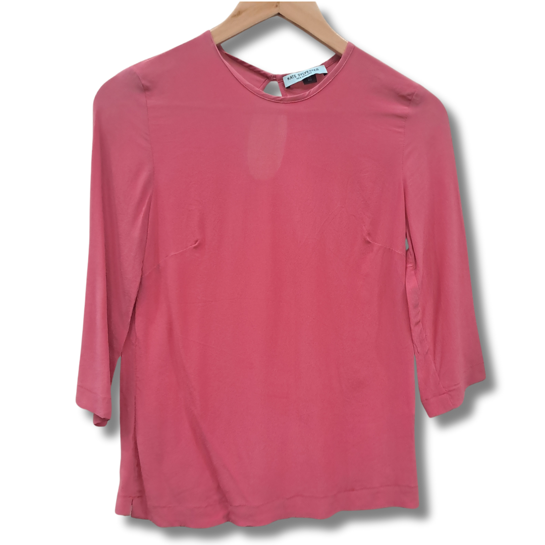 Kate Sylvester - Pink Silk Top - Front View