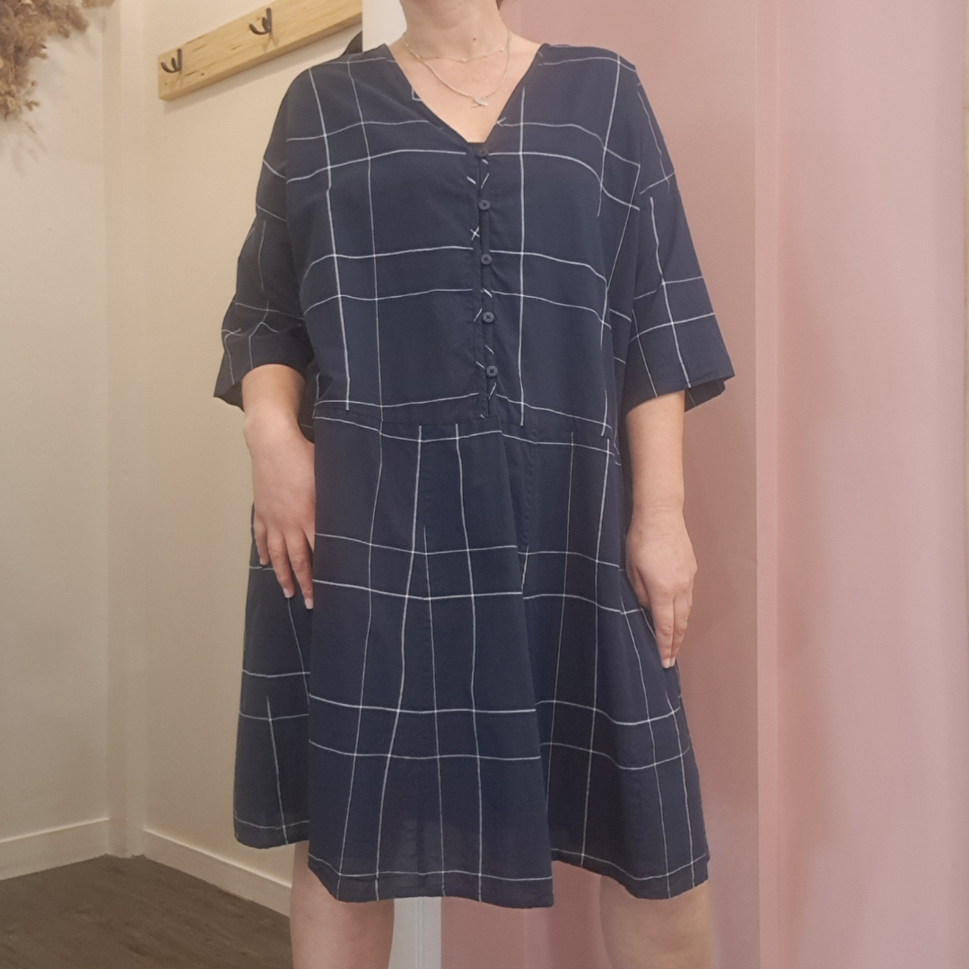 Kowtow - Navy Checkered Dress - Size XL