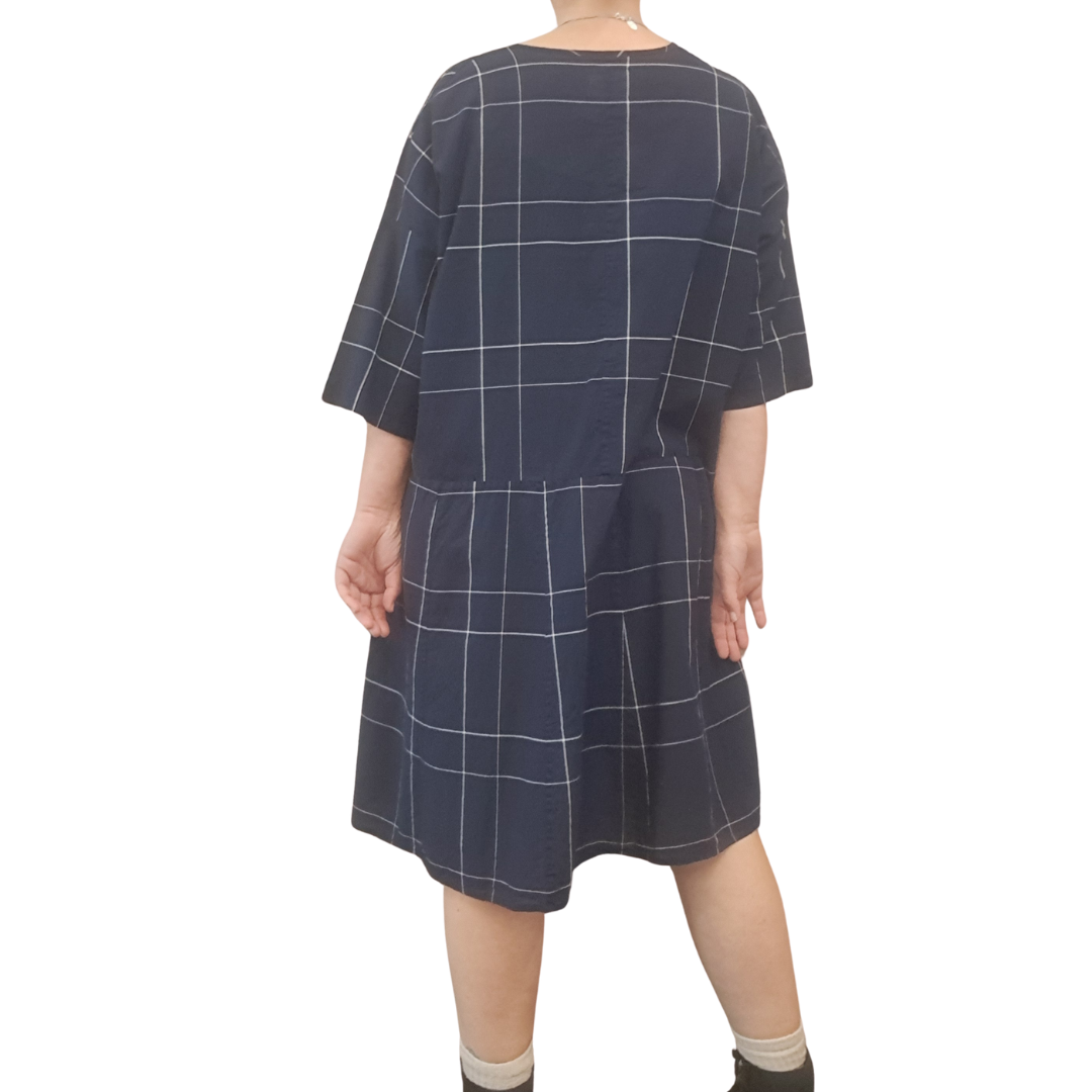 Kowtow - Navy Checkered Dress - Size XL - Back