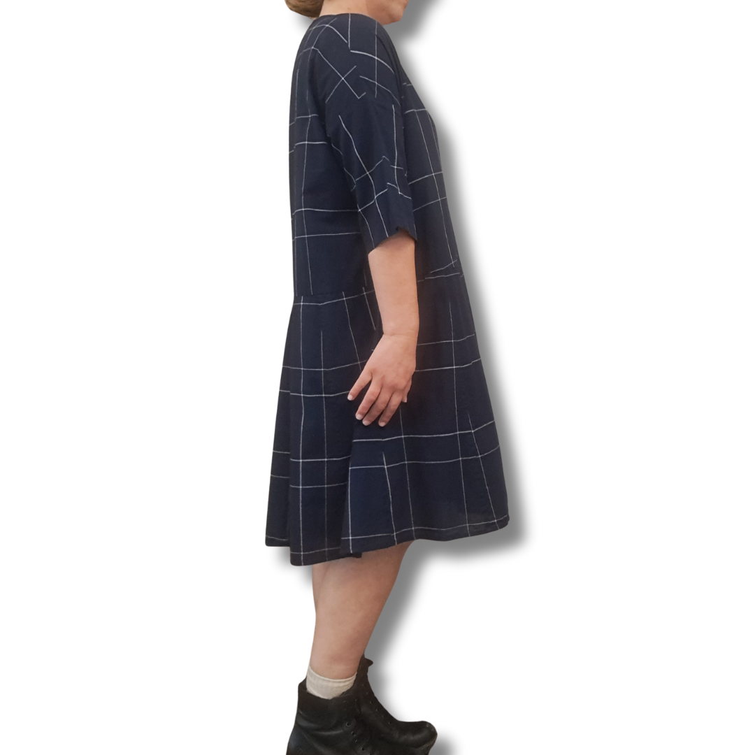 Kowtow - Navy Checkered Dress - Size XL - Side