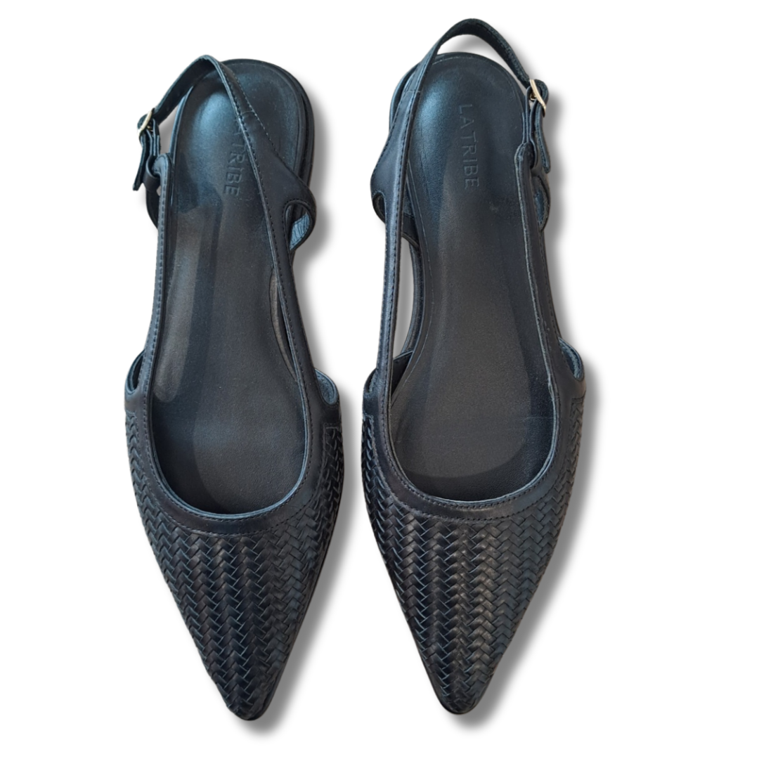 LA Tribe - Woven Sling Back Flats - Upper View