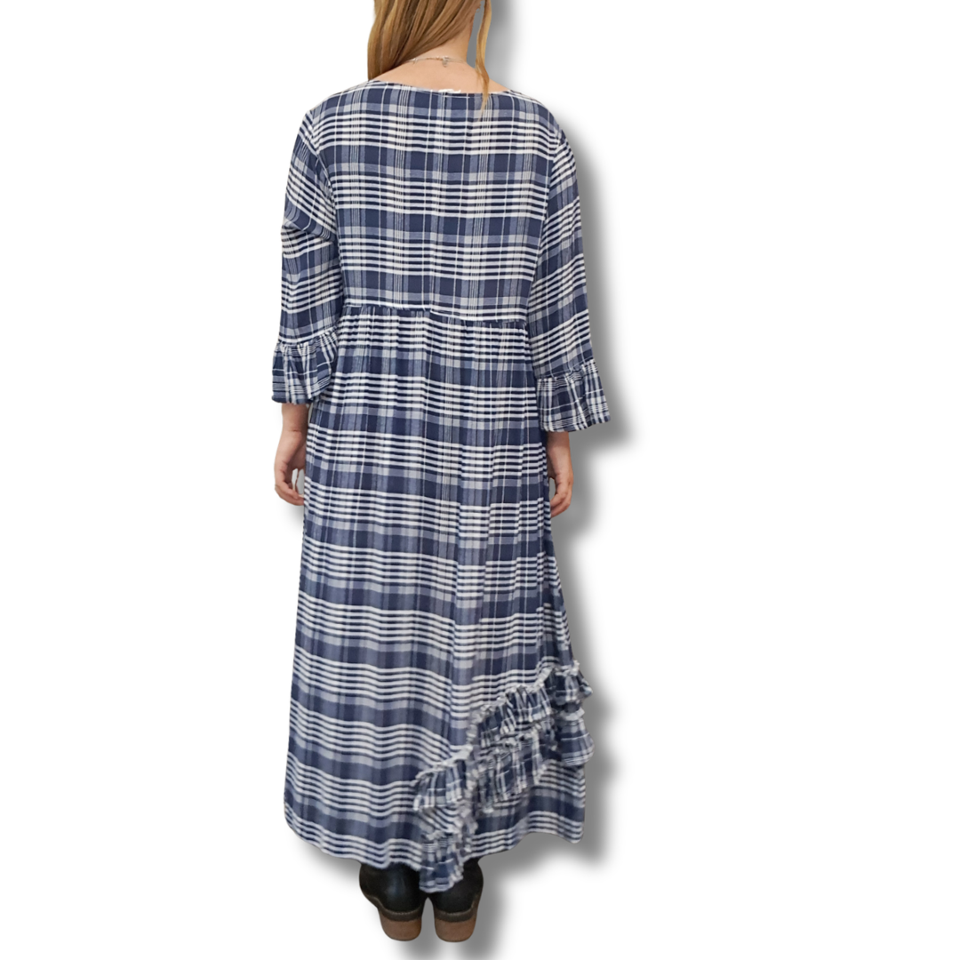 Lace - Plaid Maxi Dress - Size L - Back