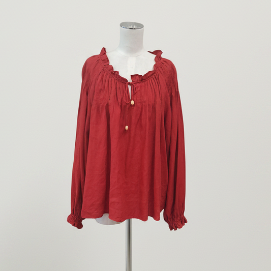 Lunar Fox - Charlotte Linen Blouse - Size 16 - Front