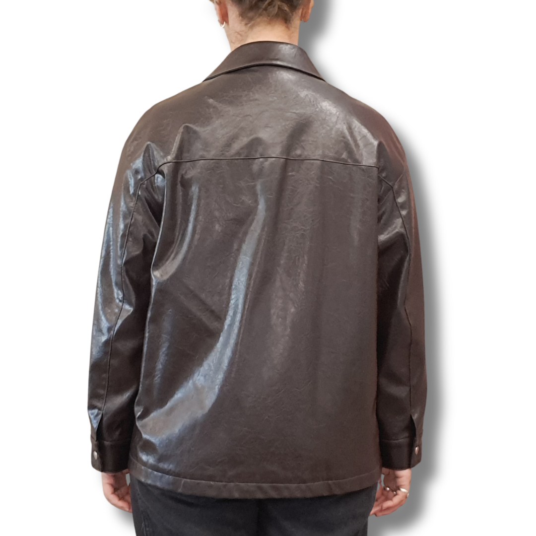 Marks & Spencer - Butter Chocolate Faux Leather Jacket - Size 12 - Back