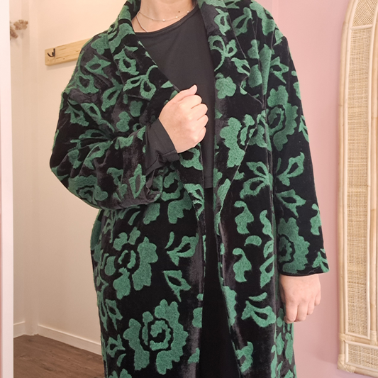 Maud Dainty - Floral Velvet & Felt Coat - Size M