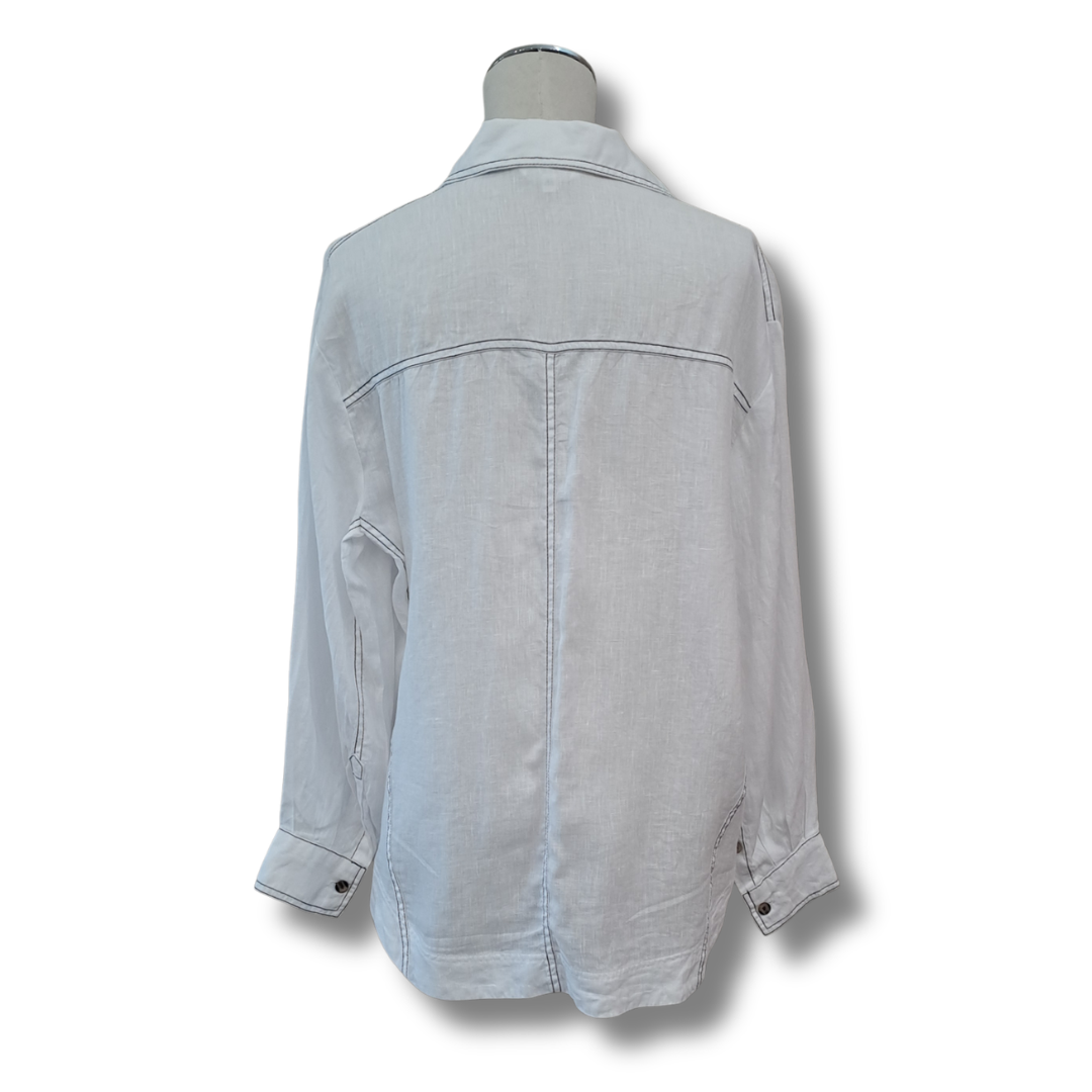 Max - Contrast Stitch Linen Shirt - Size XXS-XS -Back
