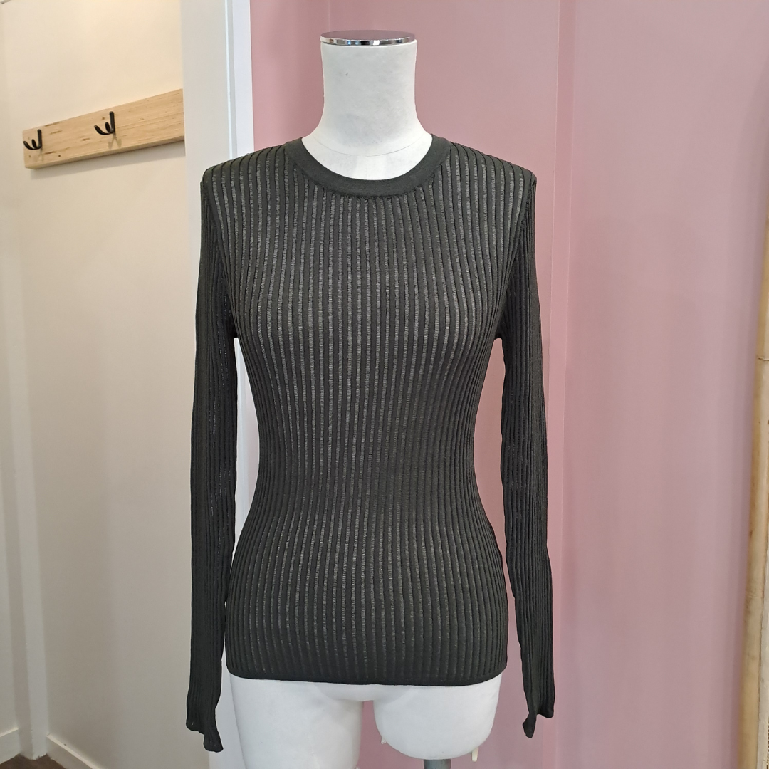 Max - Olive Rib Knit Top 