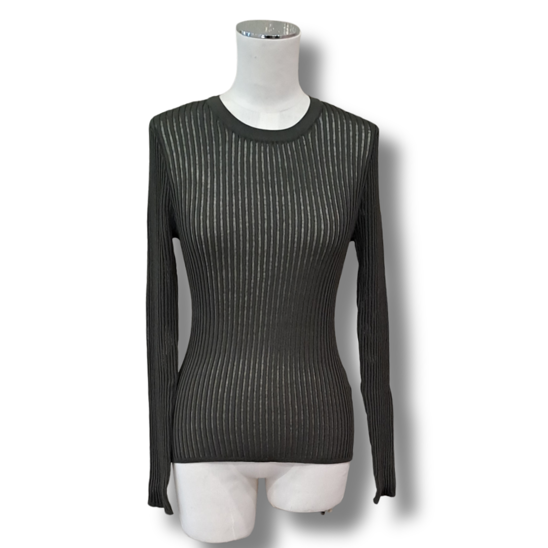 Max - Olive Rib Knit Top  - Front