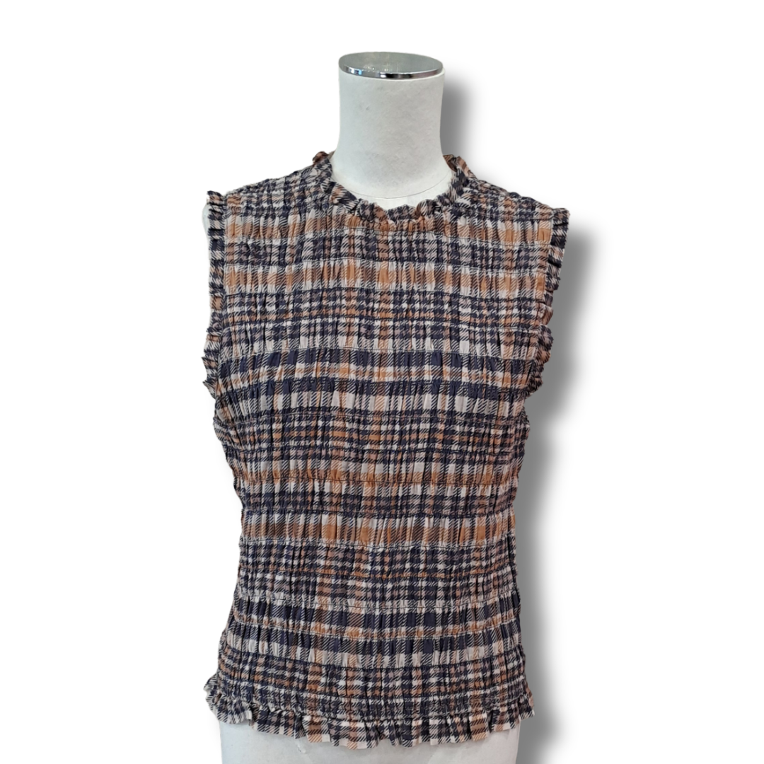 Max - Plaid Smocked Tank - Size 12 - Front