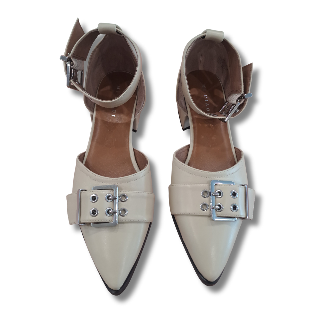 Mi Piaci - Bone Leather Sandal - Upper View
