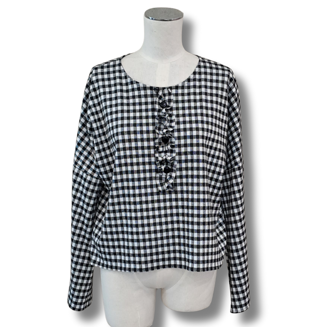 Moehau - Gingham Frill Top - Front View