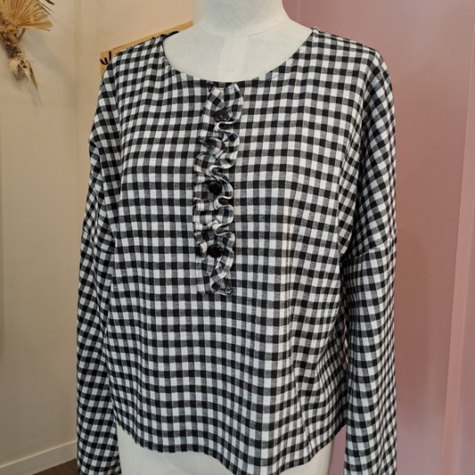 Moehau - Gingham Frill Top - Size M