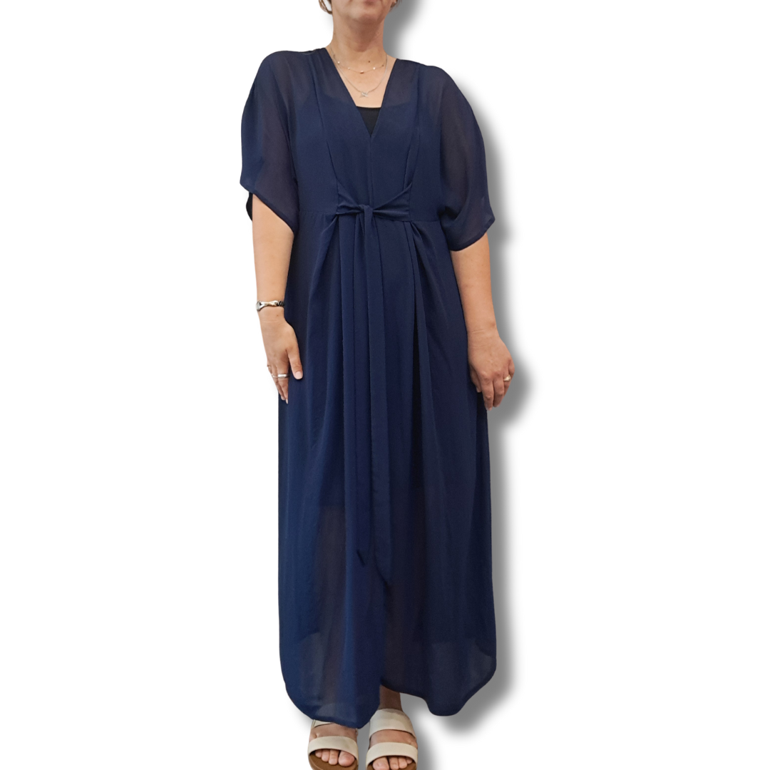 Moochi - Faithfully Navy Tie Dress - Front View