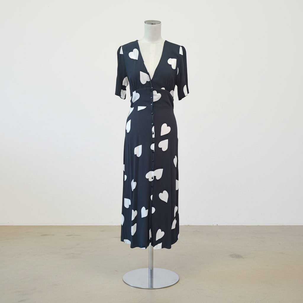 Nobody's Child - Heart Print Dress - Size S - Front