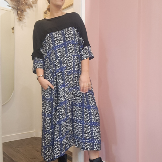 Nom D - Black & Blue Plaid Dress - Size 12-14