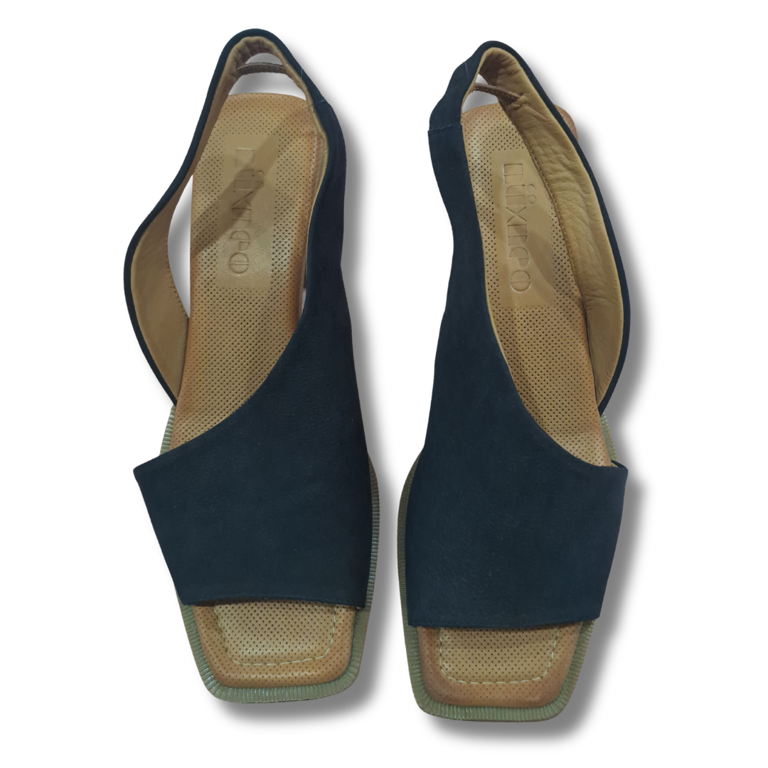 Nu by Neo - Block Heeled Slingback Sandals - Size 39 / 8 - Front