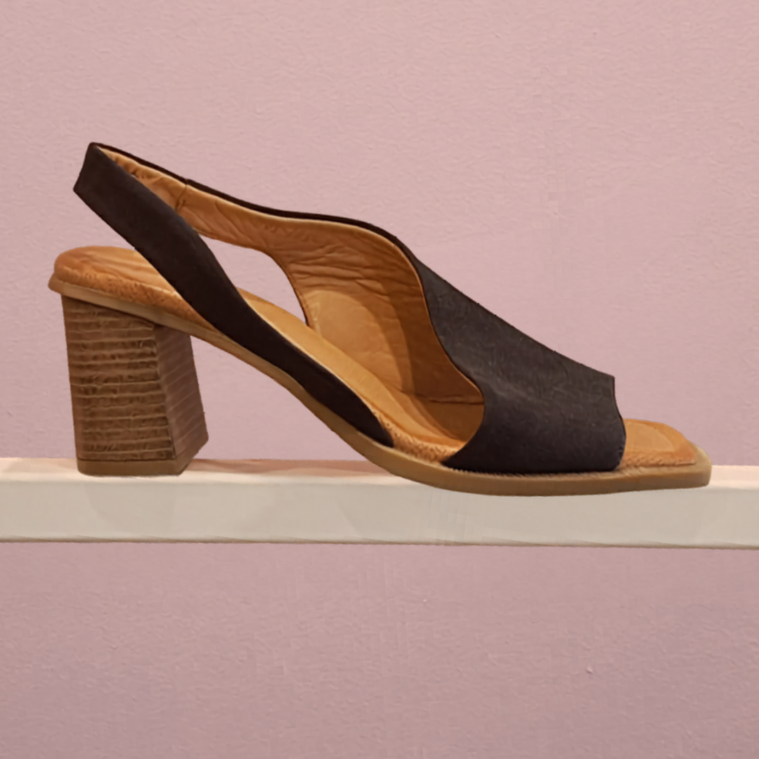 Nu by Neo - Block Heeled Slingback Sandals - Size 39 / 8 - Side