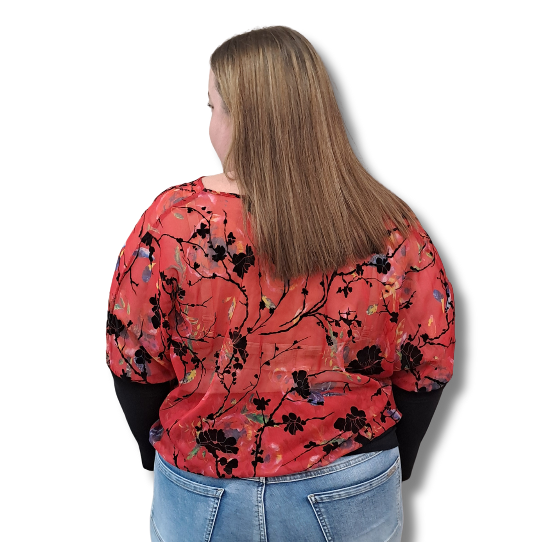 Oosh - Floral Velvet Top - Size 2XL - Back