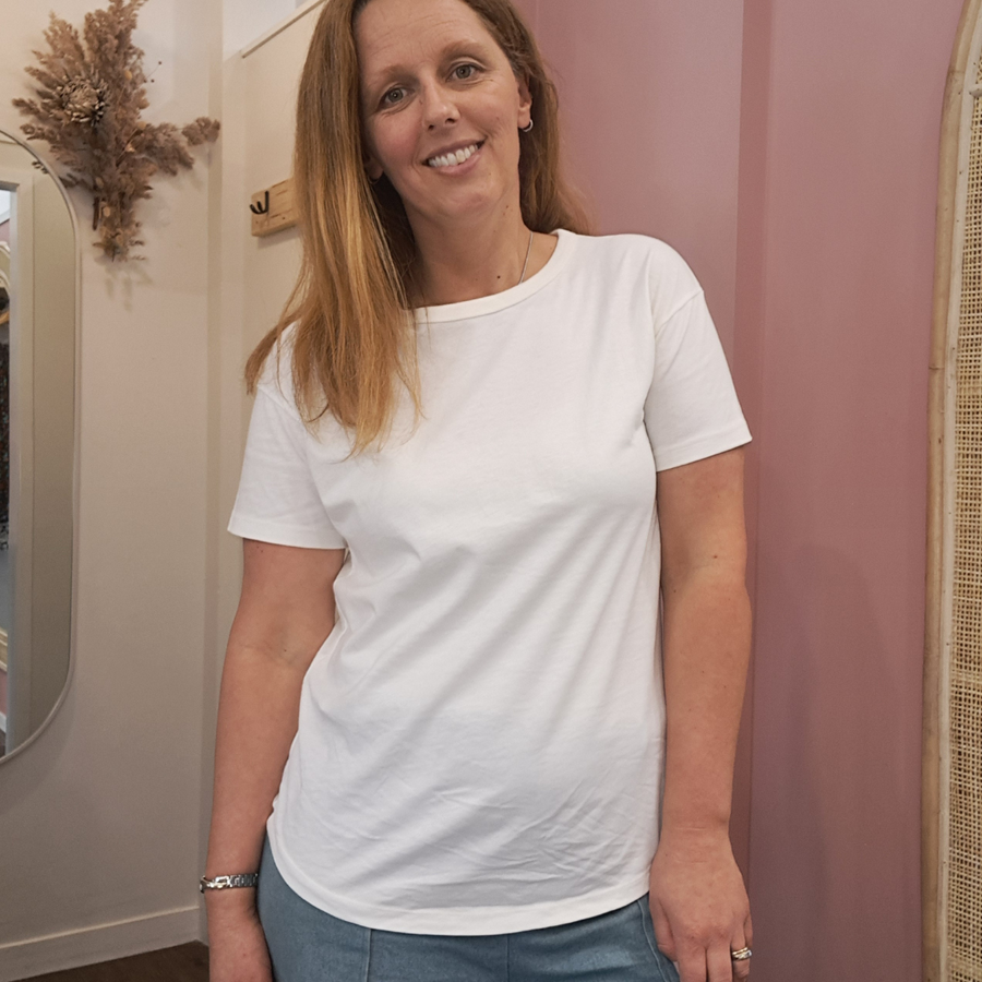 Organic Pima Cotton T-Shirt - Curved Hem - White