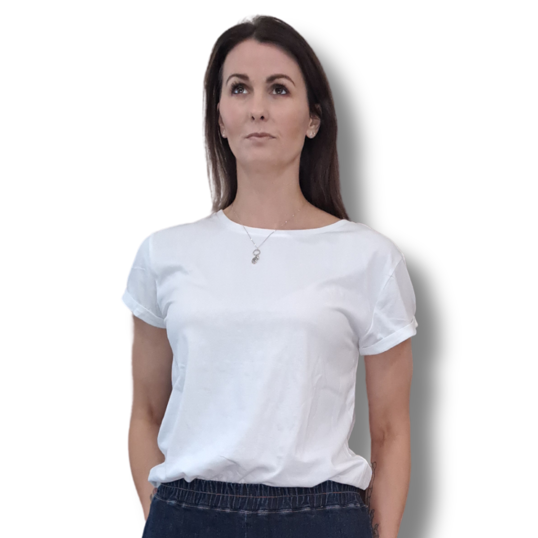 Organic White Cotton Tee - Size M